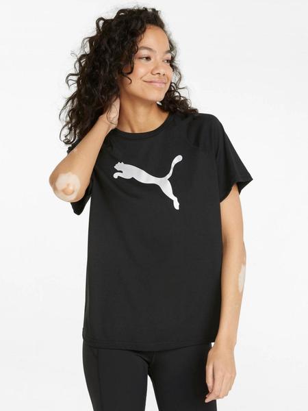 Camiseta Fitness Puma Mujer Negro Manga Corta Algodón