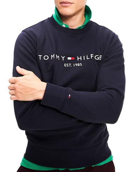 Sudadera azul marino con logo Tommy Hilfiger de hombre de color